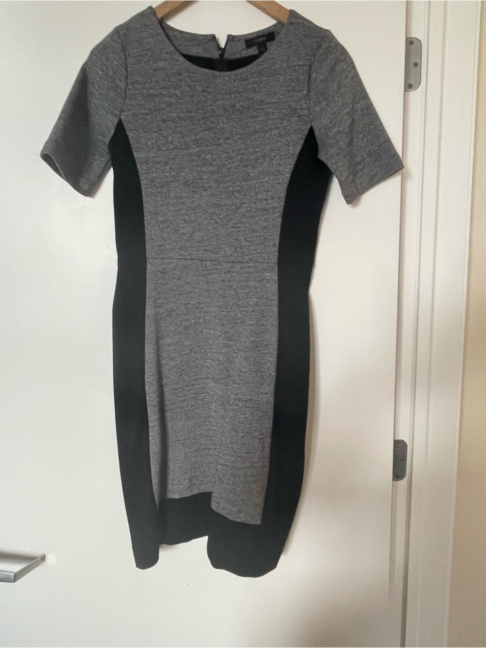 J. Crew Gray Dress with Black Side Panels